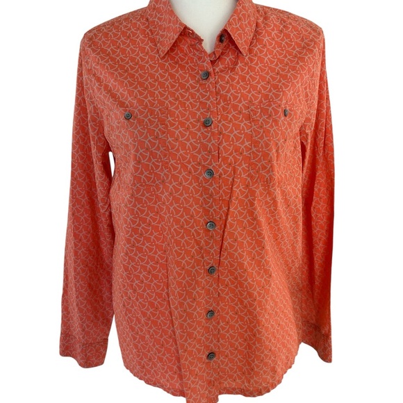 Caslon Vibrant Orange Geometric Shirt - Picture 1 of 7